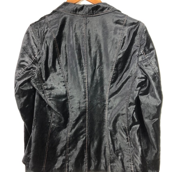 Rosner Black Velvet Blazer With Brown Stitching - Picture 2 of 10